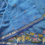 Surabhi embroidered Pichwai on handwoven silk Mangalgiri