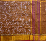 Ankitha Venkatagiri saree with kadhi border and block prints