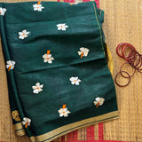 Haritha Devendra handwoven saree with Parijata embroidery and Resham inlays - The Maggam Collective