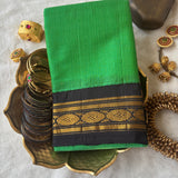 Anasuya Handwoven Gadwal cotton with silk kuttu border