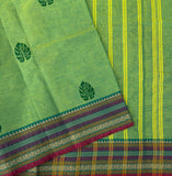 Nidhi Chettinad cotton saree with Monstera leaf prints - The Maggam Collective