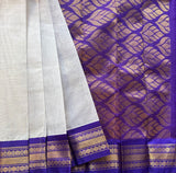 Gangaputri white and violet cotton Gadwal - The Maggam Collective