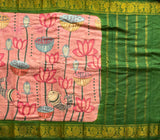 Trushnahara Kalamkari on Madurai Sungudi saree - The Maggam Collective
