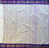 Gangaputri white and violet cotton Gadwal - The Maggam Collective