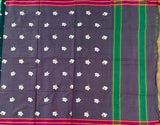 Palashini parijata embroidered cotton Guntur handloom saree - The Maggam Collective