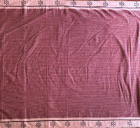 Body and drape of Patteda Anchu saree with grid pattern and baby kolam hand block printed all along the border 
