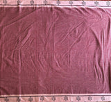 Body and drape of Patteda Anchu saree with grid pattern and baby kolam hand block printed all along the border 