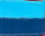 Neeli Meghamulalo mul cotton plain saree with kolam - The Maggam Collective