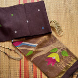 Kangsabati Linen by tissue Jamdani saree with blouse - The Maggam Collective