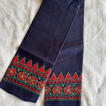 Blue hand embroidered Kantha blouse fabric 0.8m