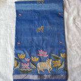 Surabhi embroidered Pichwai on handwoven silk Mangalgiri