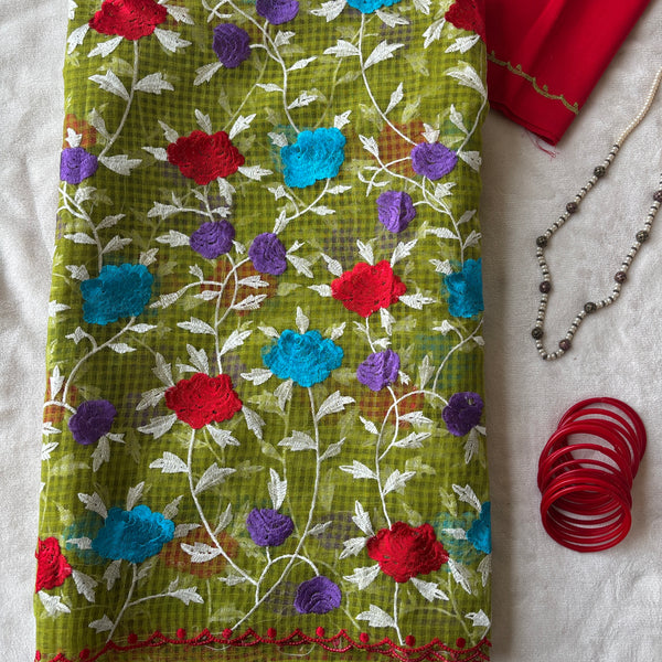 Anahita resham kota saree with Parsi gara embroidery