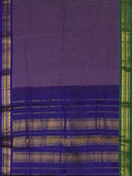 Persephone is a traditional Gadwal cotton in Aubergine with pure silk Ganga-Jamuna  borders in violet and forest green and pure silk palla in violet too.