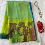 Aishani Contemporary art print on Mangalgiri silk - The Maggam Collective
