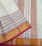 Radhika Handwoven Venkatagiri saree with block printed kolams