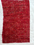 Red hand embroidered Kantha blouse fabric