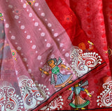 Alpona - Jamdani cotton saree with hand painted Alpona