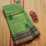Nidhi Chettinad cotton saree with Monstera leaf prints - The Maggam Collective