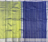 Green day handwoven Mangalgiri silk sari with blouse - The Maggam Collective