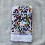 White hand embroidered Kantha blouse fabric 0.8m - The Maggam Collective