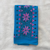 Blue hand embroidered Kantha blouse fabric 0.8m - The Maggam Collective