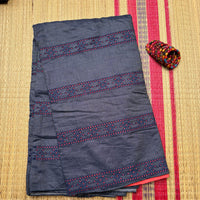 Blossom half denim saree half intricate cutwork