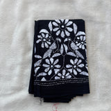 Black hand embroidered Kantha blouse fabric 0.8m - The Maggam Collective