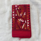 Red hand embroidered Kantha blouse fabric 0.8m - The Maggam Collective