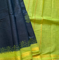 Aishwarya - cotton Sungudi with hand block prints and kattam blouse