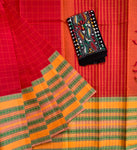 Sorceress - Handwoven cotton Mangalgiri saree with Kanchi border
