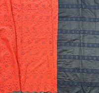 Blossom half denim saree half intricate cutwork