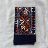 Navy Blue hand embroidered Kantha blouse fabric 0.8m - The Maggam Collective