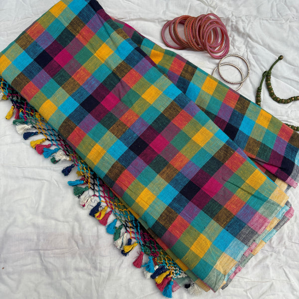Kalakshetra Multi coloured checks Bhujodi