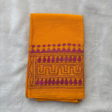 Marigold Yellow hand embroidered Kantha blouse fabric 0.8m