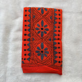 Orange hand embroidered Kantha blouse fabric 0.8m - The Maggam Collective