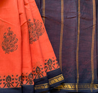 Ilayapirrati - cotton Sungudi with hand block prints and kattam blouse