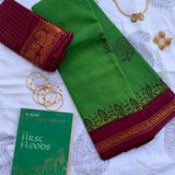Vanathi - cotton Sungudi with hand block prints and kattam blouse