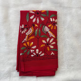 Red hand embroidered Kantha blouse fabric 0.8m - The Maggam Collective