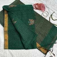 Chitrapatanga linen handloom saree with two tone inlays