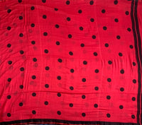 Ladybug - mul cotton saree with polka dots