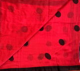 Ladybug - mul cotton saree with polka dots