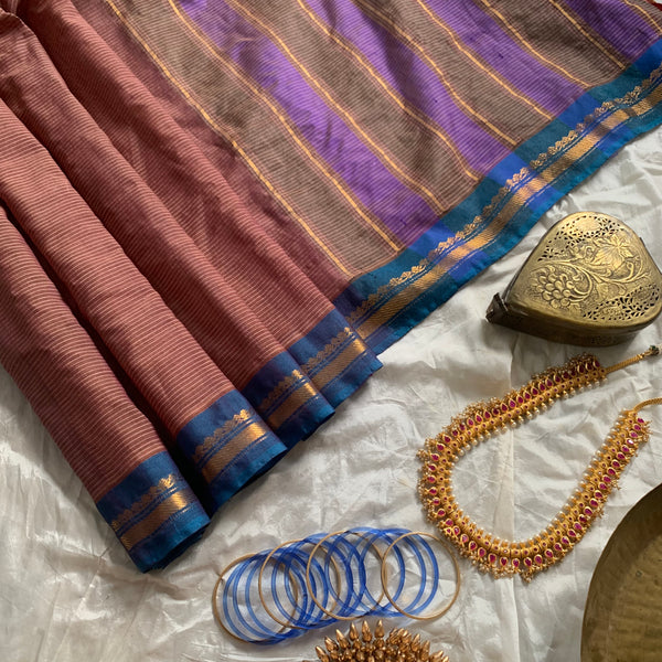 Ahalya - Handwoven Gadwal cotton with sico kuttu border