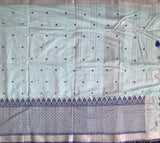 Walking cloud - linen saree with Kutchwork embroidery
