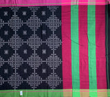Happy endings - black handloom cotton Patteda Anchu with kolam print