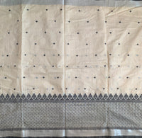 It’s snowing - linen saree with Kutchwork embroidery