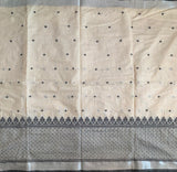 It’s snowing - linen saree with Kutchwork embroidery