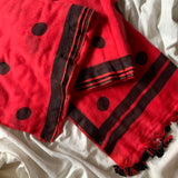 Ladybug - mul cotton saree with polka dots