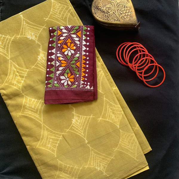 Ethereal - stitched Shibori mul cotton saree