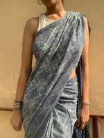 Malhar Jam - stitched Shibori mul cotton saree