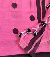 Pinky promise - mul cotton saree with polka dots